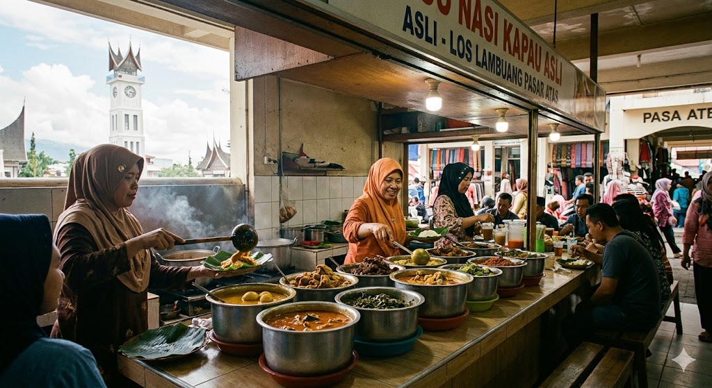 Berburu Nasi Kapau asli di Pasar Atas dekat Jam Gadang